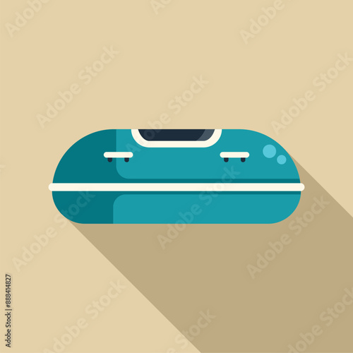 Blue inflatable boat for outdoor activities, fishing, tourism and travel on water