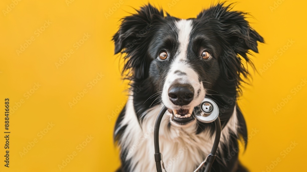 The dog with stethoscope The dog with stethoscope