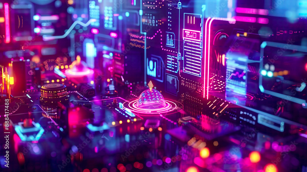 A depiction highlighting AI machine learning and modern computer technologies A depiction highlighting AI machine learning and modern computer technologies