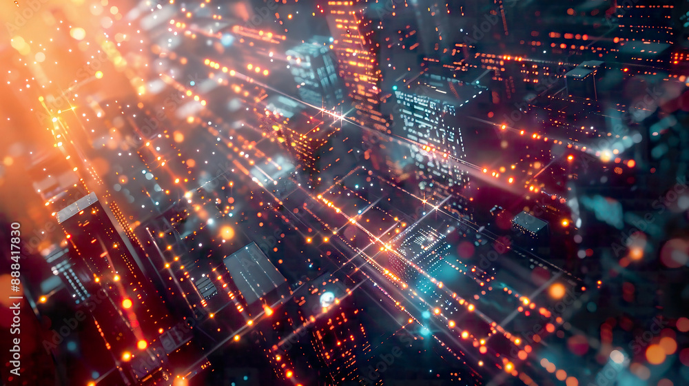 Fototapeta premium A image showcasing AI machine learning and modern computer technologies integrated with business technology and internet elements