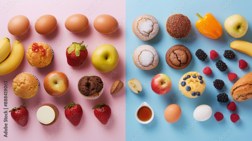 different foods, on a table generative ai different foods, on a table generative ai