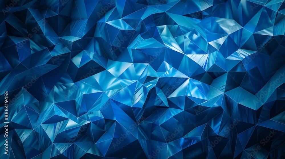 An abstract background featuring triangular cells for design purposes. This bright blue digital illustration showcases polygons against a dark backdrop. An abstract background featuring triangular cells for design purposes. This bright blue digital illustration showcases polygons against a dark backdrop.
