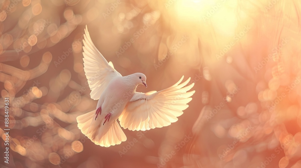 Fototapeta premium Christian bird symbolizes peace in abstract background.