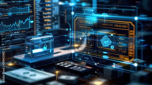 advanced digital interface displaying a treasury's cash handling protocols, including automation and security measures