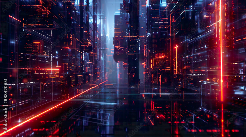 Obraz premium An immersive 3D conceptualization of artificial intelligence featuring sleek lines and intricate details that underscore the complexity and sophistication of AI technology