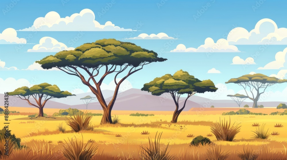 African savannah with acacias generative ai African savannah with acacias generative ai