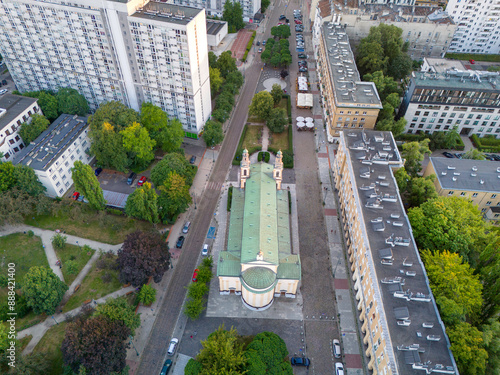 Warszawa, panorama miasta, zdjęcie lotnicze #888421400