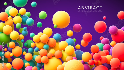 Colorful rainbow gradient matte soft balls in different sizes. Many abstract bright multicolored flying balloons or spheres for kids zone, children's playroom or party decoration. Vector illustration