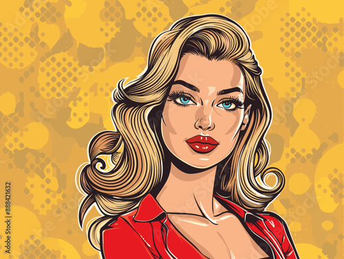 Pop art woman in pin up style. Vector illustration in retro style