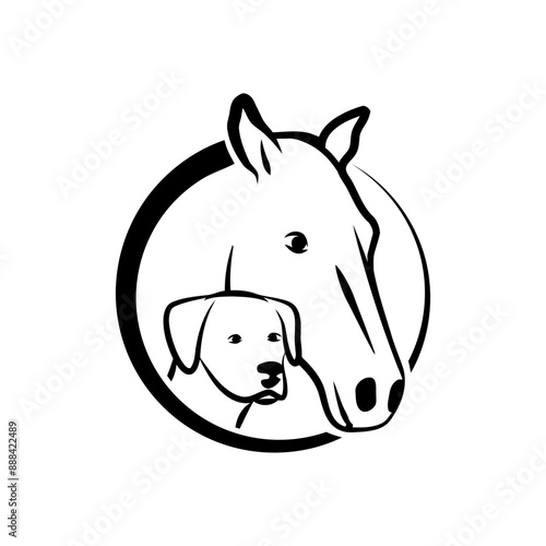horse with dog  Vector