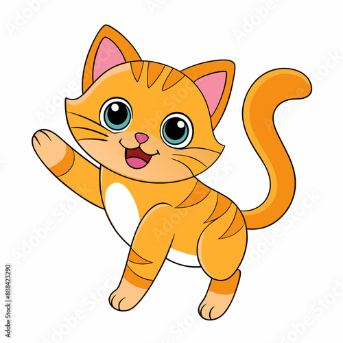 cute cat pet animal playing pose style vector art illustration