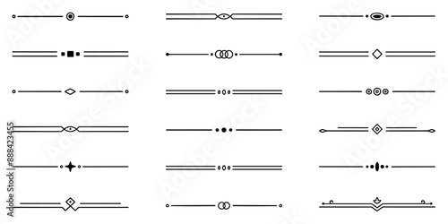 Text dividers doodle set. Wedding decorative elements. Divider ornament, borders, vintage line separators. Hand drawn vector illustration isolated on white background