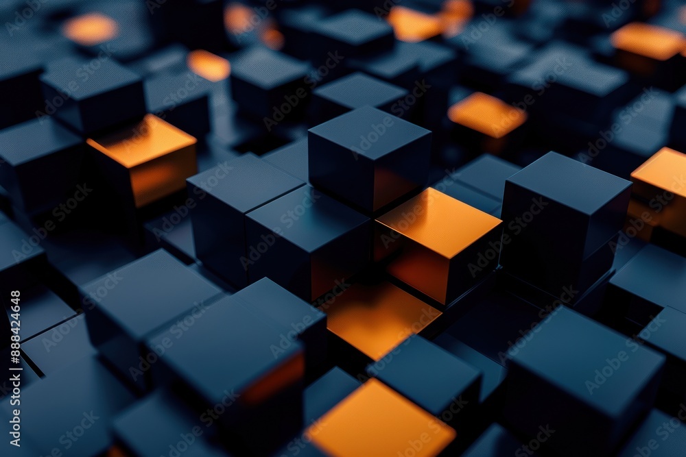 Abstract Pattern of Black and Gold Cubes Abstract Pattern of Black and Gold Cubes