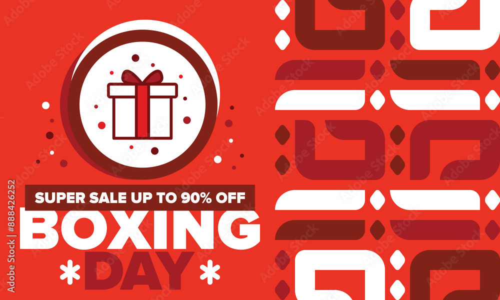 Boxing Day. Day after Christmas Day, when gifts are given! This holiday is associated with shopping and sporting events. Celebrated annually in the Great Britain on December 26th. Vector illustration Boxing Day. Day after Christmas Day, when gifts are given! This holiday is associated with shopping and sporting events. Celebrated annually in the Great Britain on December 26th. Vector illustration