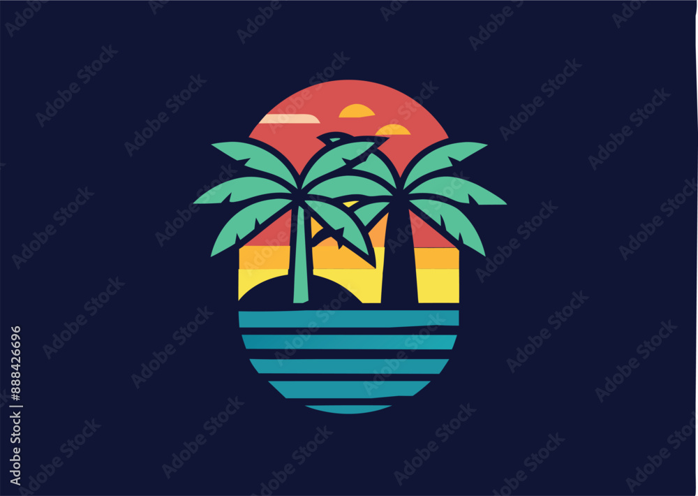 Fototapeta premium summer vibes with palm tree t-shirt design vector illustration