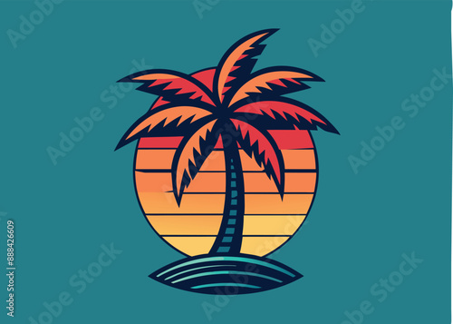 summer vibes with palm tree t-shirt design vector illustration