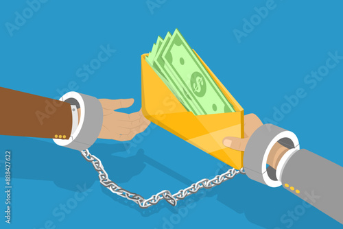 3D Isometric Flat Vector Illustration of Financial Crimes, Anti Corruption Concept