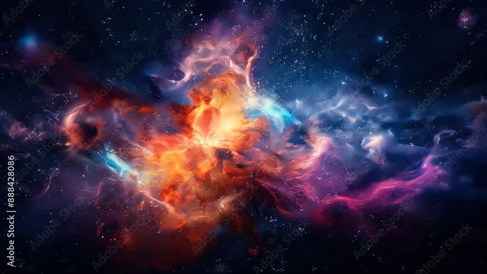 A colorful nebula with glowing gas clouds and twinkling stars A colorful nebula with glowing gas clouds and twinkling stars