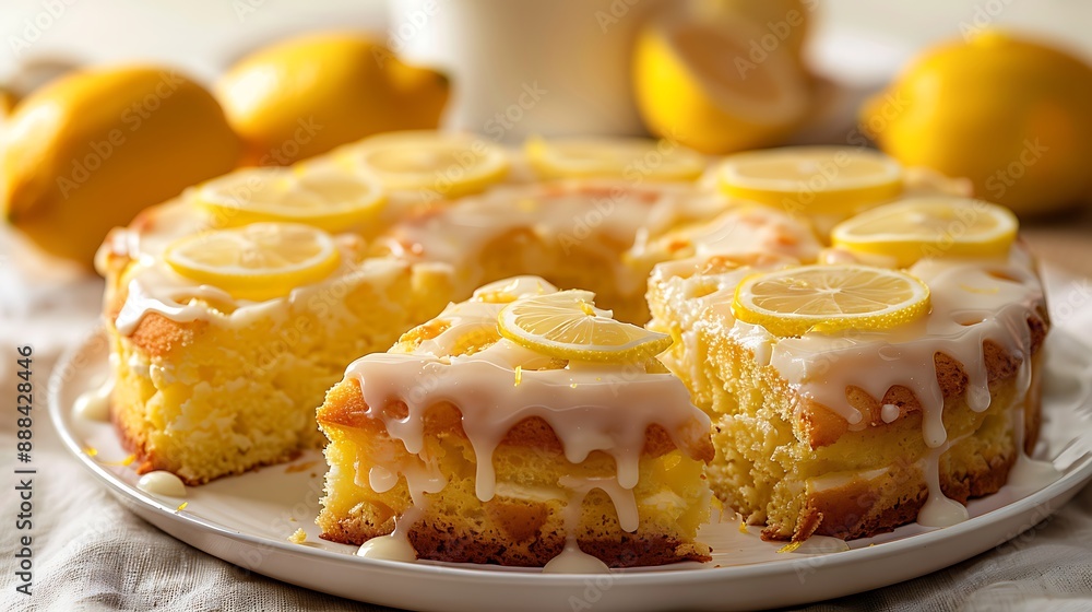 light and fluffy lemon chiffon cake with lemon glaze cut out on an isolated simple minimalist background light and fluffy lemon chiffon cake with lemon glaze cut out on an isolated simple minimalist background