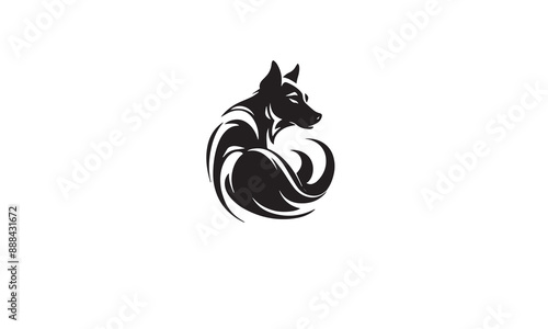 dog logo black simple flat icon on white background