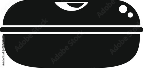 Black simple icon of an inflatable boat for fishing and tourism