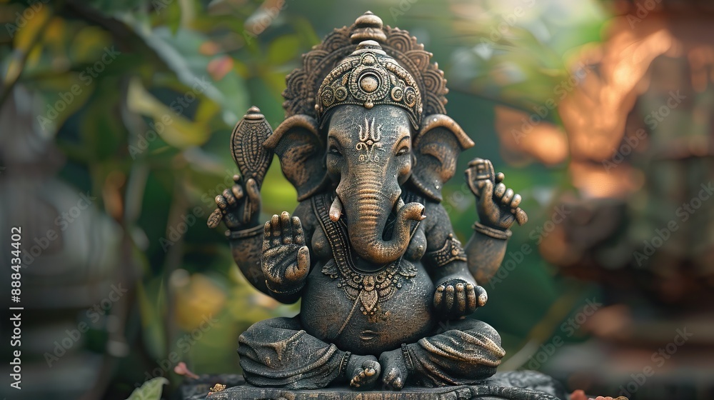 Handcrafted Ganesha statue in Lord Krishna pose. Handcrafted Ganesha statue in Lord Krishna pose.