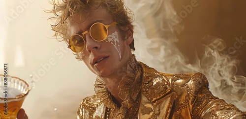 Young Man Posing in Leopard Print Jacket and Sunglasses