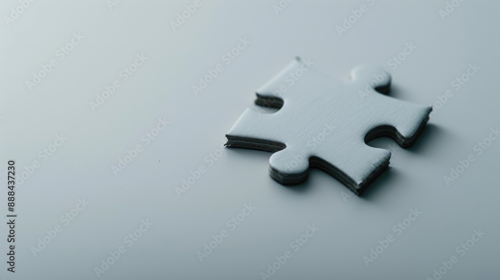 Single puzzle piece on white background in minimalistic style Single puzzle piece on white background in minimalistic style