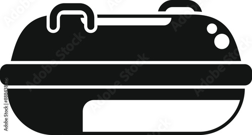 Black and white icon of a spaceship escape pod floating on water after a disaster in space