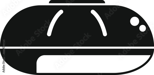 Simple black icon of a solarium or sunbed, sunbathing equipment for tanning body