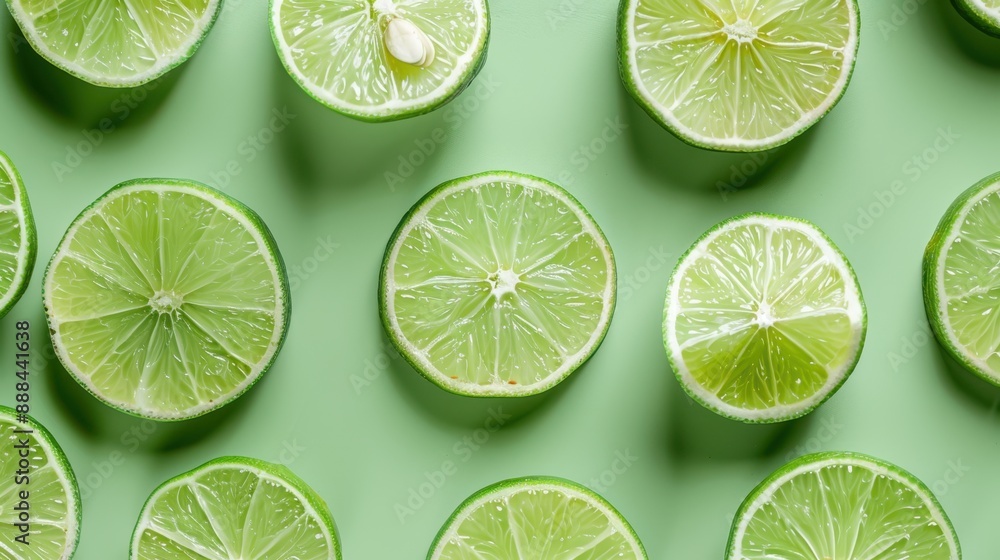 Lime Slices on Green Background Lime Slices on Green Background