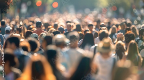 Wallpaper Mural Blurred motion of large diverse crowd of people walking on busy city street Torontodigital.ca