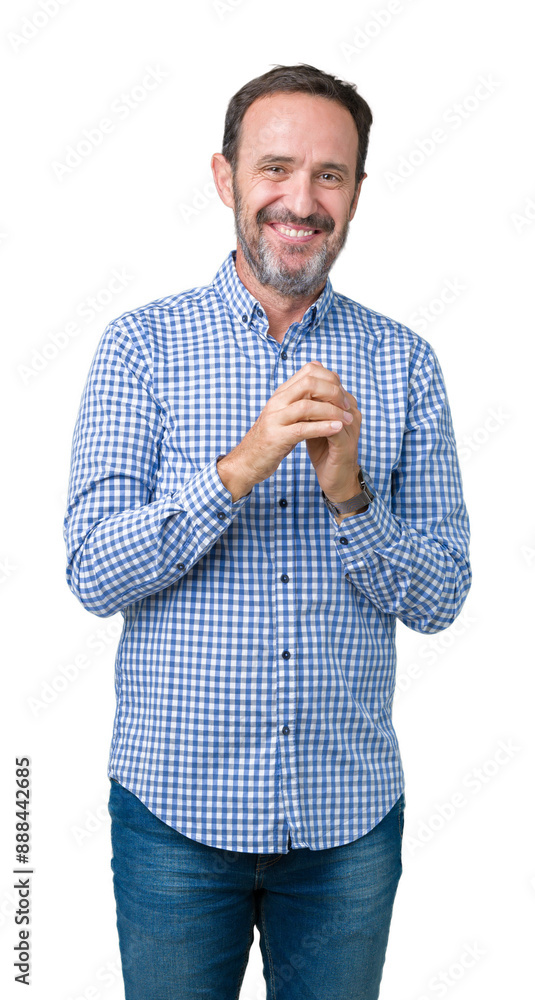 Handsome middle age elegant senior man over isolated background Hands together and fingers crossed smiling relaxed and cheerful. Success and optimistic Handsome middle age elegant senior man over isolated background Hands together and fingers crossed smiling relaxed and cheerful. Success and optimistic