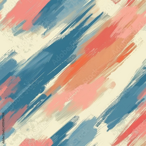 Abstract Diagonal Watercolor Brushstroke Pattern in Blue, Pink, and Beige