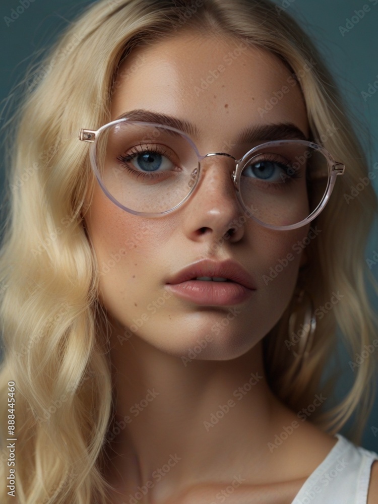 
Portrait of a young blonde girl with glasses