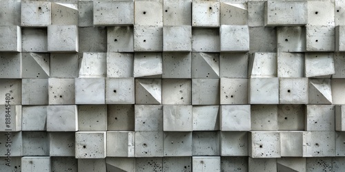 Gray Concrete Cube Wall Pattern With Subtle Lighting