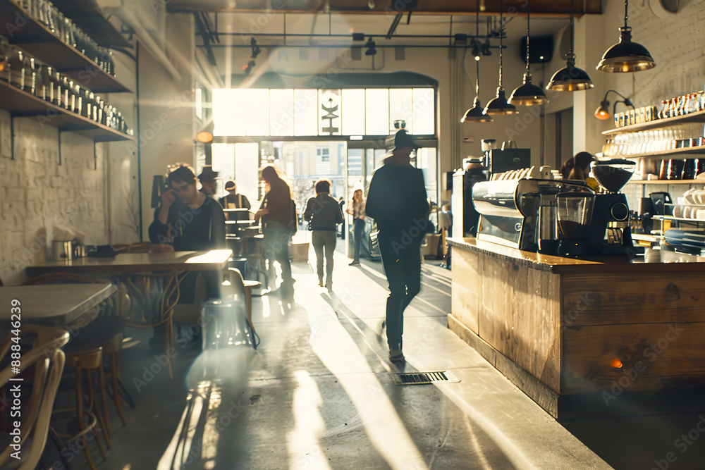 custom made wallpaper toronto digitalA busy cafe with people walking around and sitting at tables, generative ai image.