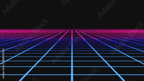 Retro-futuristic 3d grid with alpha channel on top of the video, you can animate titles or images behind the grid