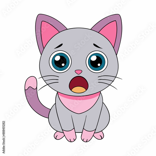 Scared cat. vector art illustration