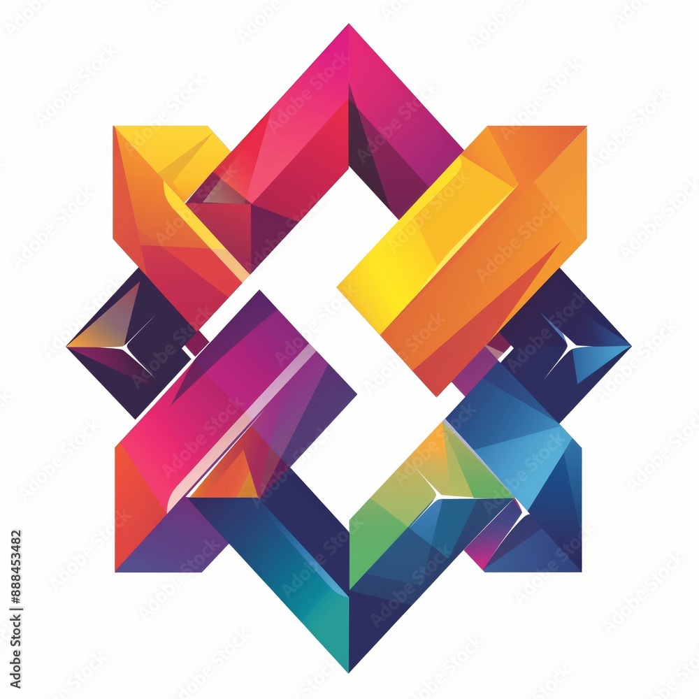 Colorful Geometric Abstract Art with Intersecting Polygons Colorful Geometric Abstract Art with Intersecting Polygons