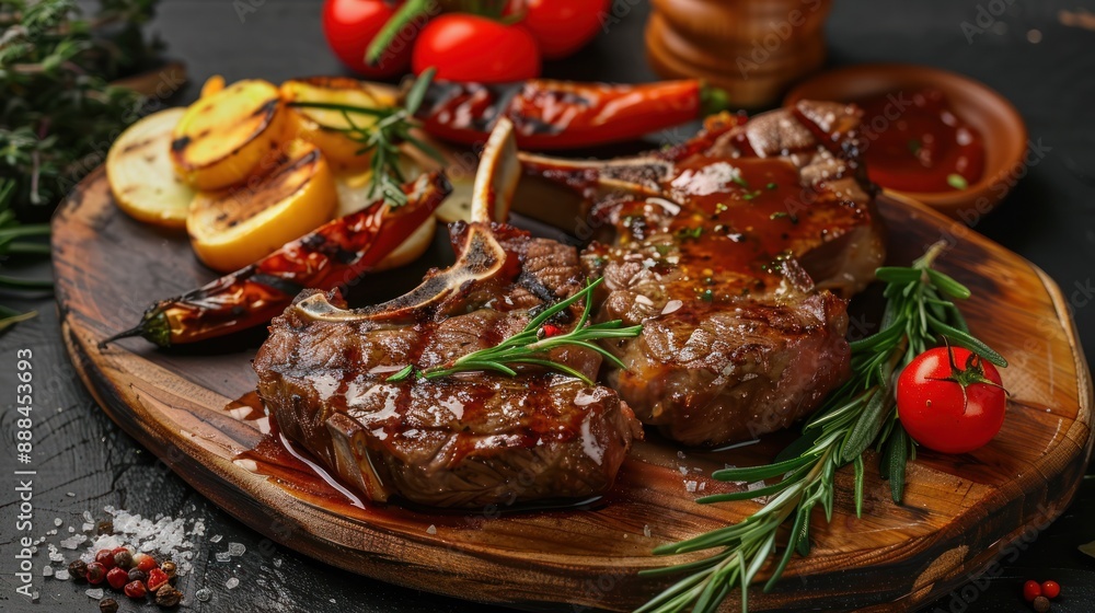 Grilled Lamb Chops with Rosemary and Grilled Vegetables Grilled Lamb Chops with Rosemary and Grilled Vegetables