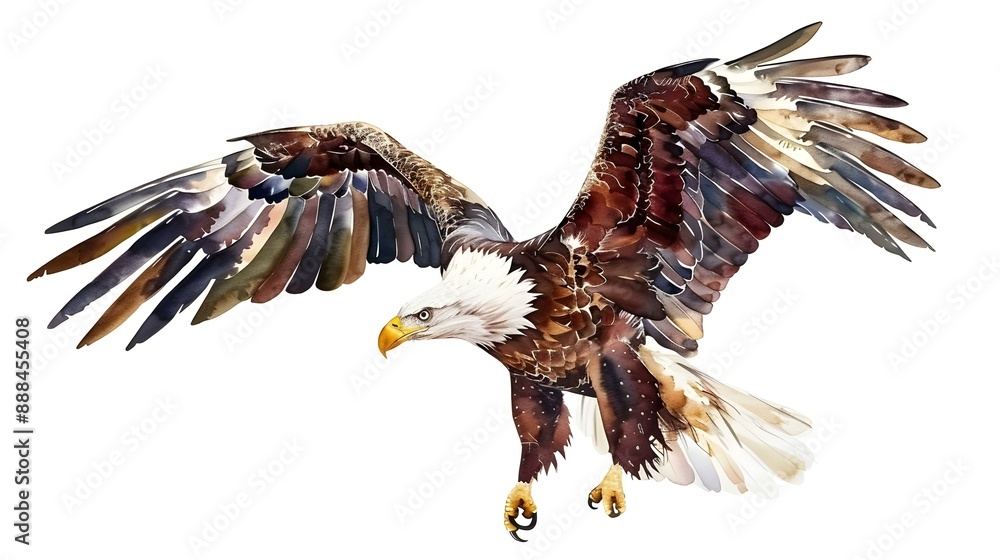 Obraz premium Eagle watercolor illustration on white background