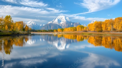 Fall colors and Mount Moran at Oxbow Bend