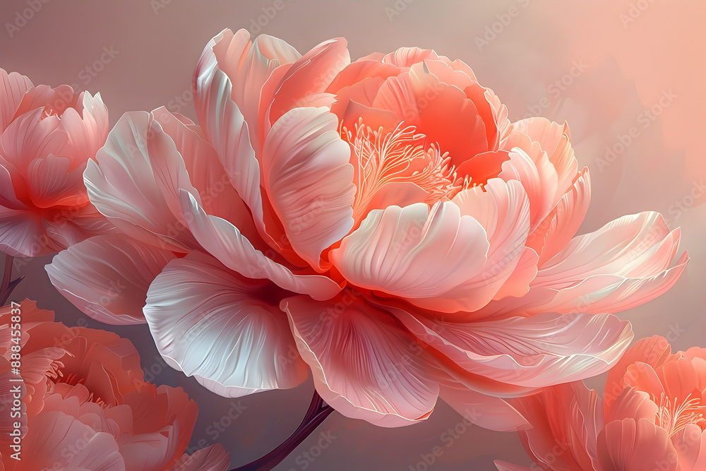 Beautifully delicate large pink peonies with intricate petal details.