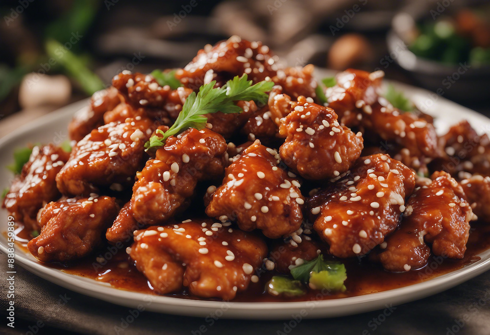 General tso chicken isolated on a transparent background General tso chicken isolated on a transparent background