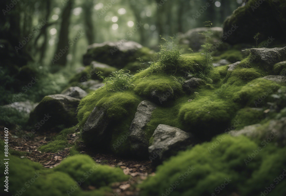Large rocks with overgrown foliage and moss plants and foliage around green nature isolated on trans Large rocks with overgrown foliage and moss plants and foliage around green nature isolated on trans