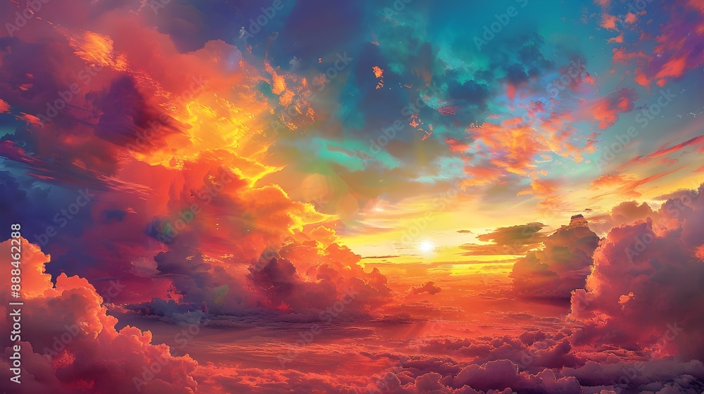 Naklejka premium Colorful clouds in the sky during sunset abstract art