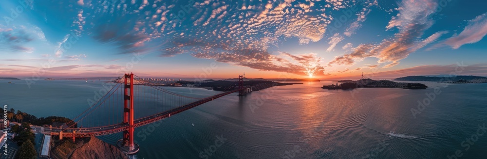 Fototapeta premium Golden Gate Bridge Sunset Panorama