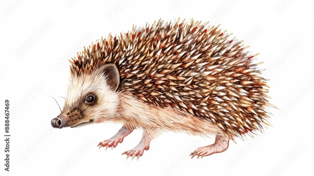 A hedgehog visualized with soft watercolor spines isolate on white background A hedgehog visualized with soft watercolor spines isolate on white background