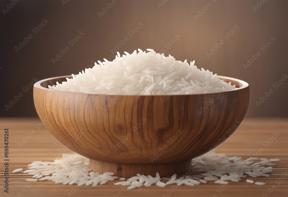 Wooden bowl of rice isolated on transparent background Wooden bowl of rice isolated on transparent background